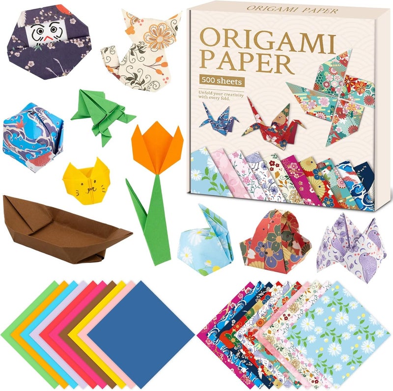 hapray Japanese Origami Paper, Double Sided Color Origami Paper 6x6 for Scrapbook Decor, Colored Easy Folding Crafts for Kids Ages 5-8 8-12, DIY Arts Crafts for Beginners - Image 1